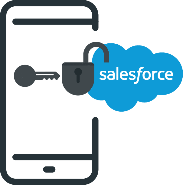 icon of Veloxy unlocking Salesforce CRM on a smartphone