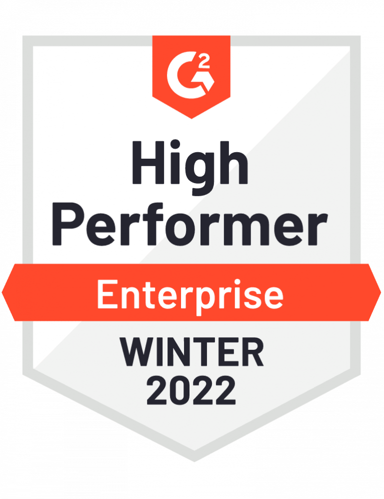 G2 high performer enterprise winter 2022 badge