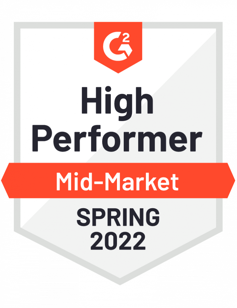 G2 high performer mid-market spring 2022 badge